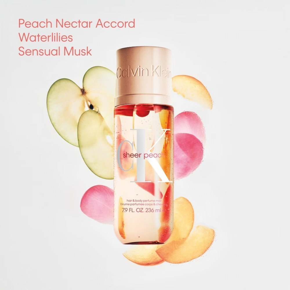 Calvin Klein, Sheer Peach Hair & Body Perfume Mist - 236ml – Image 2